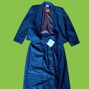 VINTAGE Plaid Tartan Dress Suit/Skirt/Blazer NWT!